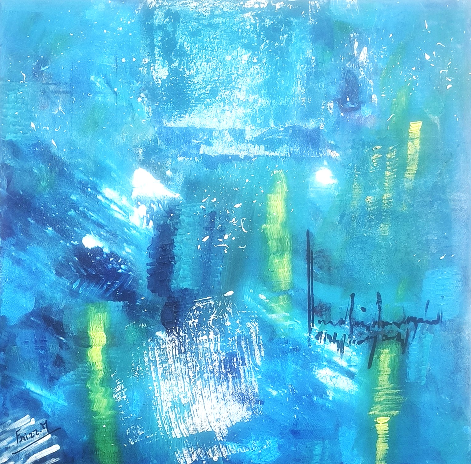 PRESENCE EN BLEU MAJEUR, œuvre de Maryse Frisiello